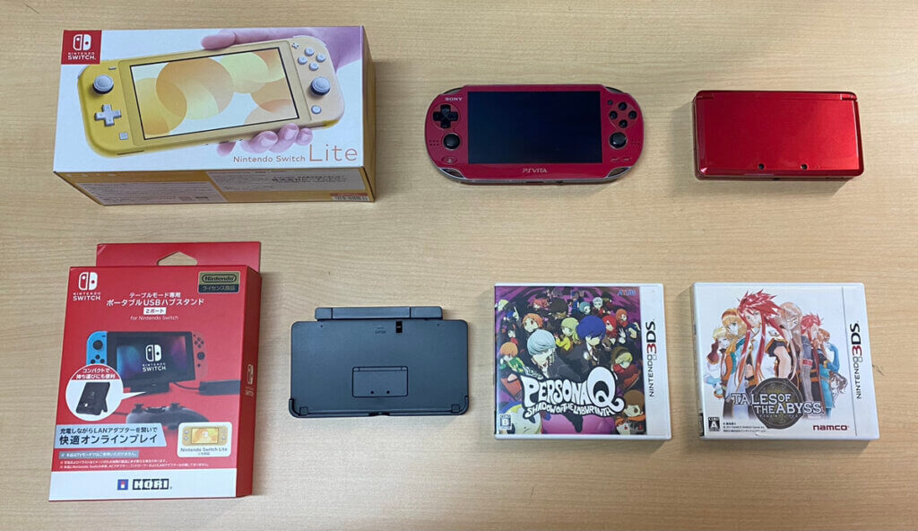 Switch Lite本体、3DS本体、PSVita本体、周辺機器、ソフトを計7点買取しました！