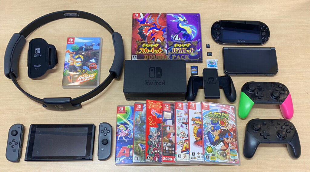 Switch 本体、Newニンテンドー3DSLL本体、PSVita本体、周辺機器、コントローラー、ソフトを計24点買取しました！