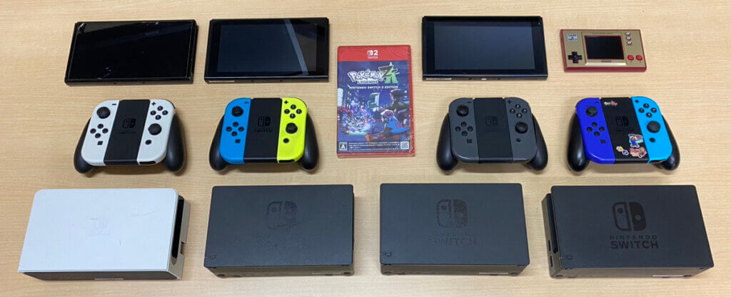 Switch 本体（有機ELモデル）、Switch 本体、ゲームウォッチスーパーマリオブラザーズ 本体、コントローラー、周辺機器、ソフトを計21点買取しました！