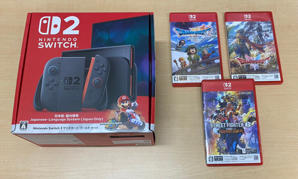 Switch2 本体（日本語・国内専用）マリオカートワールドセット、ソフトを計4点買取しました！
