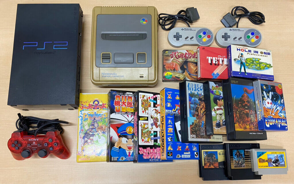 PS2 本体、スーパーファミコン 本体、コントローラー、ソフトを計19点買取しました！
