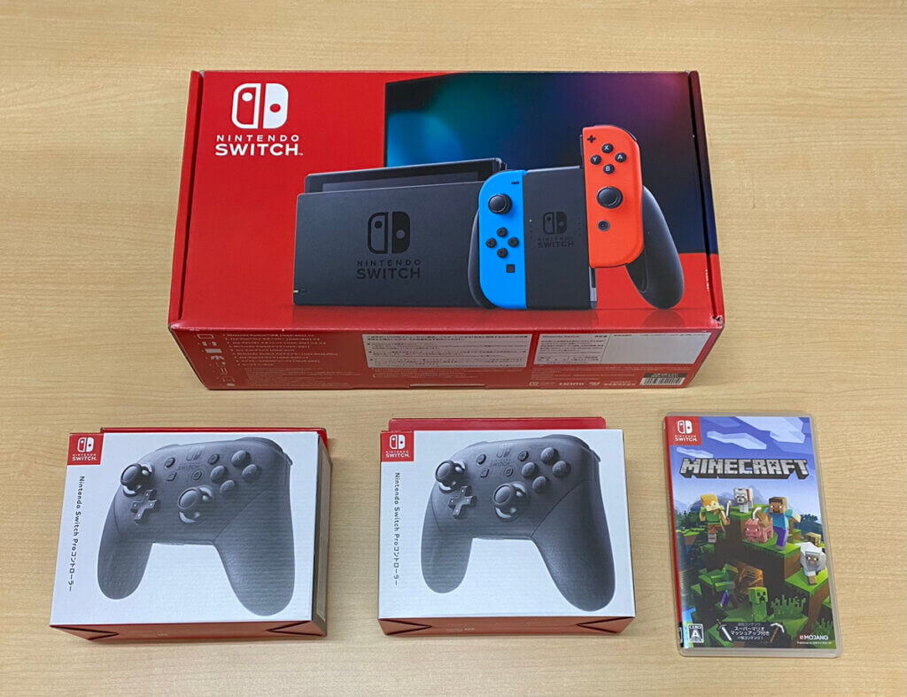 Nintendo Switch (バッテリー持続時間が長くなったモデル)、puコントローラー、ソフトを計4点買取しました！