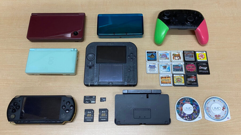 3DS 本体、2DS 本体、DSi LL 本体、DSLIte 本体、PSP 本体、コントローラー、周辺機器、ソフトを計26点買取しました！