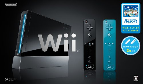 Wii本体 (クロ) Wiiリモコンプラス2個、Wiiスポーツリゾート同梱